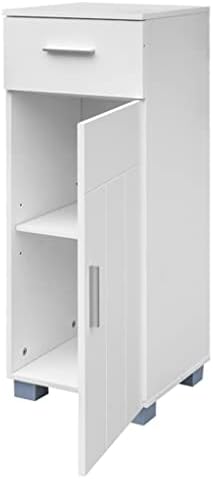 Шкаф за баня с едно чекмедже от орехово дърво, 1 задвижваната 30x30x80 см, Гардероб за съхранение, лесно монтируемый, бяла (Цвят: