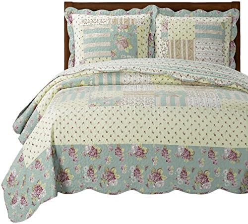 Royal Tradition Annabel в Пълен размер /Queen Size, Стеганое Одеяло Голям размер, Комплект от 3 теми, 92x96, Луксозно покривало за легло