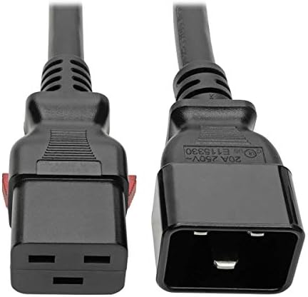 Удължителен кабел за захранване на компютъра Трип Lite за тежки условия на експлоатация, 6 бр, 20A, 12AWG (IEC-320-C19 -IEC-320-С20), 2 фута