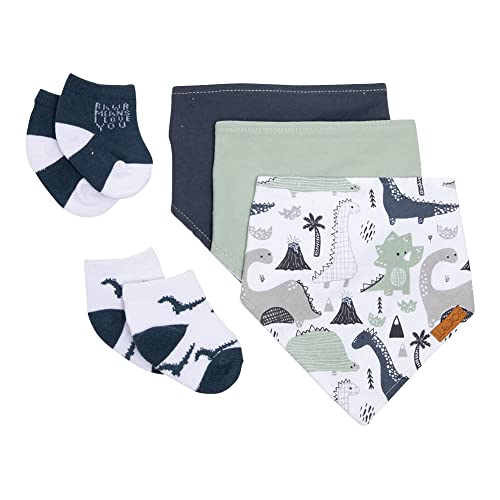 Лила & Jack - Комплект бебешки кърпи-нагрудника и чорапи Унисекс - 0-6 месеца - Задължителен атрибут на детска регистър
