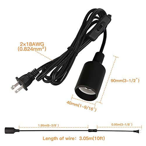 2 Комплекта Кабел за осветление, лампи, удължителен кабел за висящи лампи с дължина 10 метра в Комплект с кабел за лампи E26/E27,