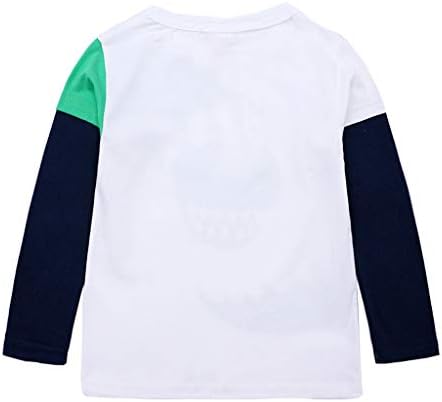 LANMAOMI/ Тениска с изображение на Динозавър за Малки Момчета, Върхове с кръгло деколте и дълги ръкави в стил Мозайка, Ежедневни