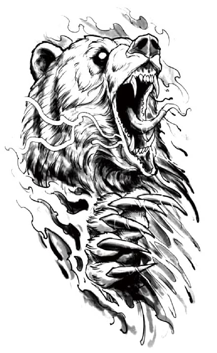 INTEROOKIE Тъмно черен животински елемент вълк лъв, тигър имитация на пренос на вода татуировка стикер за татуировки (TBS-8373)