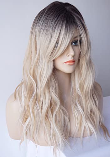 Дълъг светъл перука за жени, перука с волчьим опашка, изкуствена коса, светли, с бели обрат, перуки за бели жени (жар блондинки)