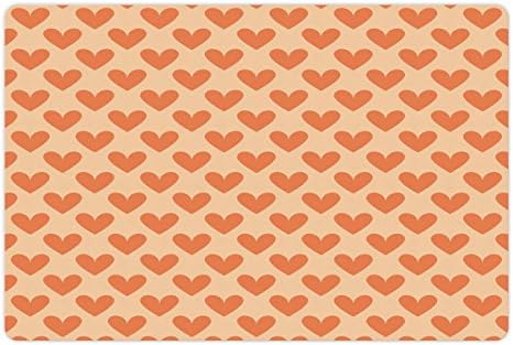 Foldout Подложка за домашни любимци в Деня на Св. Валентин за храна и вода, Плочки във формата на Голям Портокал Сърце с Тематичен