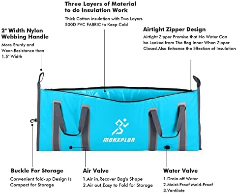 MORXPLOR Изолирано Чанта-хладилник за риболов 41x17 инча 50x20 инча 60x24 инча, Изолирано Чанта за унищожаване на Рибата с Удобни