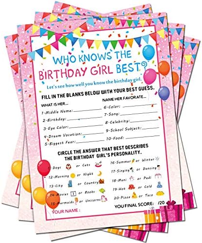Skylety The Birthday Girl Best, 50 Бр., Набор от игри на карти за парти по случай рожден Ден, Който Я познава най-Добре от всички, Записная