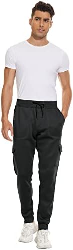 IGEEKWELL Мъжки спортни панталони за бягане, Спортни Панталони за джогинг, Черни Ластични Панталони С джобове за експозиции