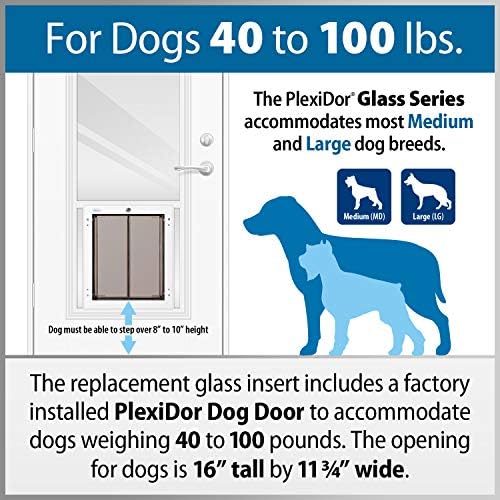 Задвижваната за кучета от плексиглас, 22 инча х 82 инча. Стъклена поставяне на LoE с размер 30 Х 96 см или 60 Х 96 см. Френски врати