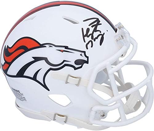 Мини-Каска Пейтън Манинг Denver Broncos с Автограф Ридделла Плосък Бял с Алтернативна скорост на Въртене - Мини-Каски NFL С автограф