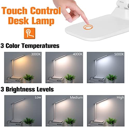 Светодиодна Настолна лампа AVV, Настолни Лампи за домашния офис, Настолна лампа за грижа за очите с регулируема яркост и 3 Цветови режими,
