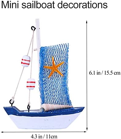 NUOBESTY Sailboat Decor 4ШТ Мини-Ветроходна Лодка, Дървени Плаване с Лодка, Ретро Морски Декор Ръчна изработка, Украса Ветроходни Лодки,