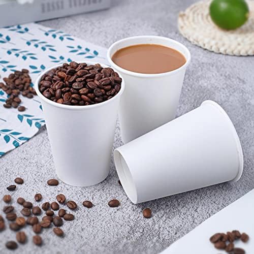 LITOPAK 240 Опаковка 12 унции Еднократна хартиена чашка кафе, чаши за топли / студени напитки, за вода, кафе хартиени чаши, бели хартиени