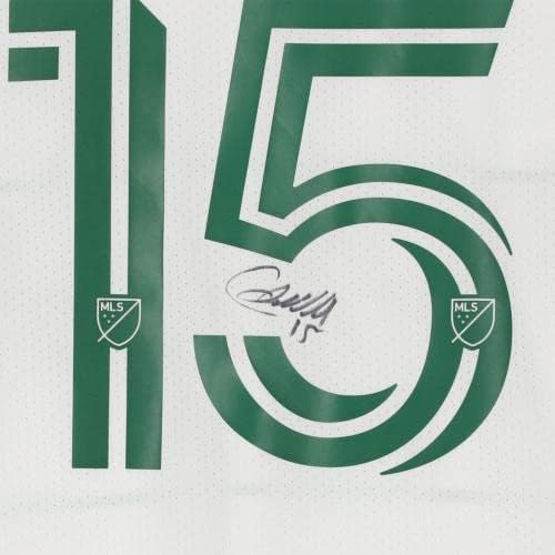 Крис Дювалл Портланд Тимберс с автограф на мача-Бялата фланелка №15 на сезона MLS 2020 г. - Футболни фланелки с автографи