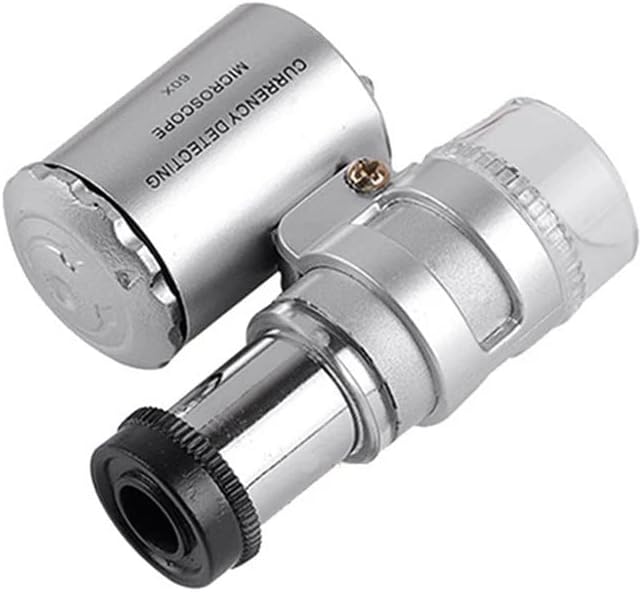 ZHUHW 60X Мини джобен микроскоп с висока мощност, професионален микроскоп за оценка на бижута, преносими led UV-лупа