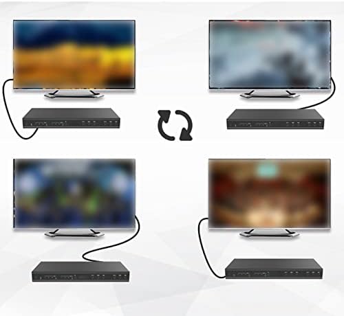 HDMI Превключвател, 4K 60hz 4 в 2 Изхода 18 Gbit/с UHD HDMI Превключвател Адаптер-Сплитер, Метален HDMI Комутатор Скоростна Hub с Дистанционно