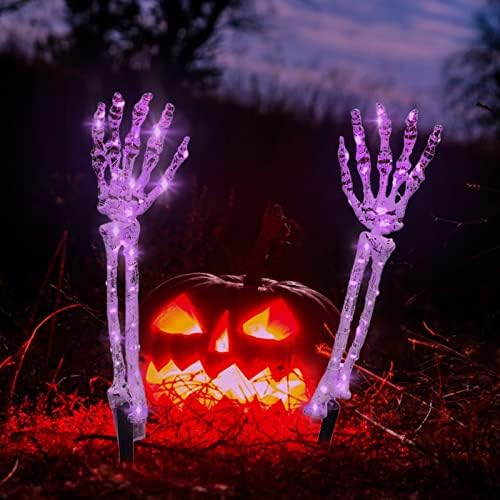 Ke1Clo Свети Лилаво Колове за ръка на Скелета, Водоустойчив Светлини за ръце с Черепа на Хелоуин, На Батерии, Страшно Подпори за парти