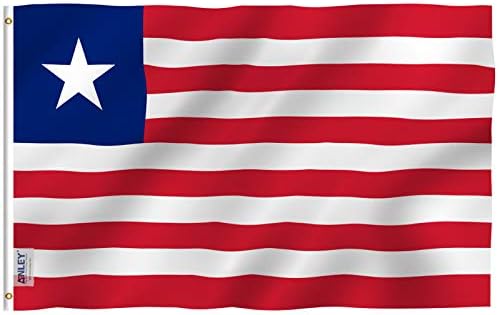 Флаг на Либерия ANLEY Fly Breeze размер 3x5 фута - Ярък цвят и защита от избледняване - Платно надмощие с двойна миг - Знамена на Република Либерия от полиестер с медни люверс?