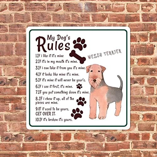 Alioyoit Правила на Кучето Ми е Забавно Куче-Метална Лидице Знак За домашни Кучета Врата Закачалка Селски Метален Плакат Ретро