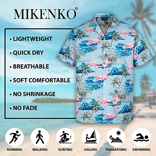 MIKENKO 80s 90s Ретро Хавайска Риза за Мъжете, Забавна Риза с Копчета, Големи и Високи Ризи с Копчета с Къс Ръкав за Мъже и Жени