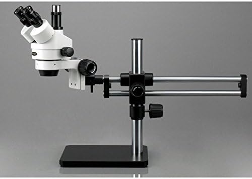 Професионален тринокулярный стереоскопичен увеличение на микроскопа AmScope SM-5TZ-FRL, окуляры WH10x, увеличаване на 3,5 X-90X, обектив с увеличение от 0,7 X 4,5 X, Флуоресцентно ок?
