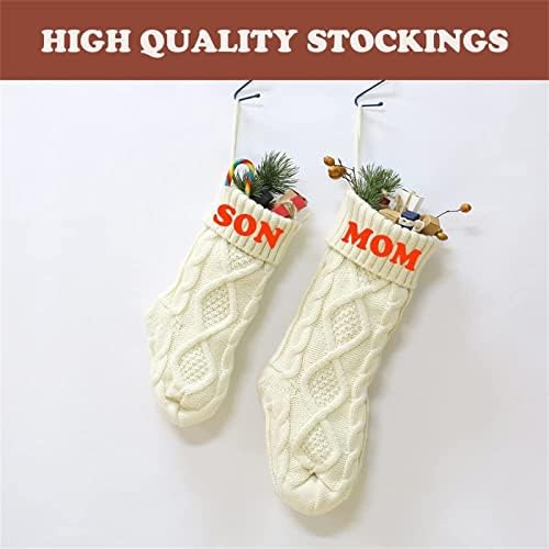 QBOMB Персонализирани Коледни Чорапи, Семеен Коледен Отглеждане с Потребителски име, 18 Бордо, цвят Слонова кост, Зелени Възли Коледни Чорапи,
