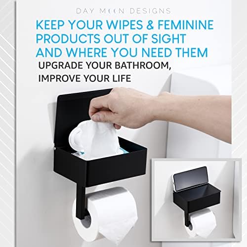 Държач за тоалетна хартия Day Moon Designs с рафт - Диспенсер за смываемых кърпички и място за съхранение, Подходящи за всяка баня, дръжте
