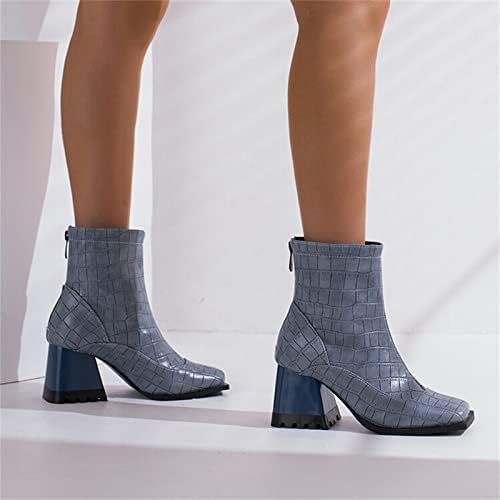 WASERCE/ Дамски Чорапи-ботфорты с широк Голенищем, Дамская Мода, Цвят и Кожа, с Цип отзад на Квадратен чорап, Обувки на Висок Масивна