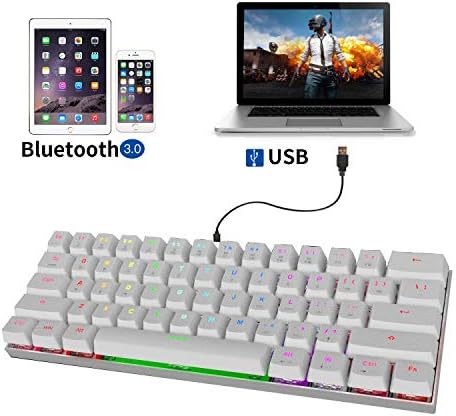 MOTOSPEED 60% Двухрежимная механична клавиатура BT5.0 /Type-C, 61 Клавиша Механична клавиатура Bluetooth, Детска / Офис Клавиатура за PC/Mac