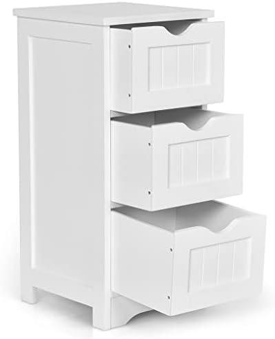 Етаж Органайзер за съхранение от орехово дърво за Баня с 3 чекмеджета, Шкаф за мебели за Баня (Цвят: A, размер: както е показано)