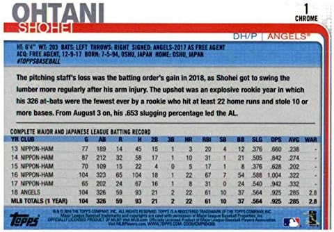 2019 Бейзболна картичка Topps Chrome #1 Shohei Ohtani Los Angeles Angels