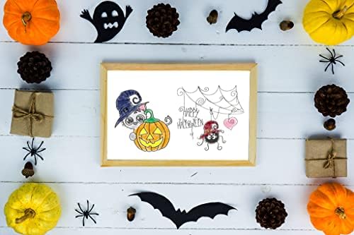 ALIBBON Happy Halloween Прозрачни Печати и Плашки за производство на пощенски Картички, Котка Бухал Паяк Тиква Прозрачни Силиконови Гумени