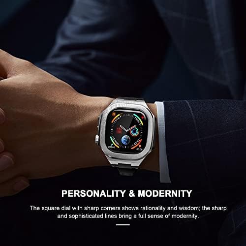 Комплект модификация TEXUM Силиконов каучук + метален калъф за Apple Watch Band 45 мм 40 мм 41 мм 44 мм Каишка за часовник iWacth 8 7