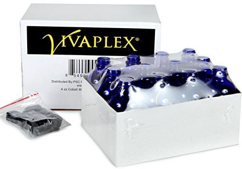 Vivaplex, 12, Кобальтово-син, Стъклени бутилки с обем 4 грама, с Капаци