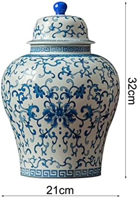 Керамични Банка за джинджифил с капак, Китайски Традиционни Декоративни Порцеланови Бяло-сини Буркани, Храмова банка с капаци,