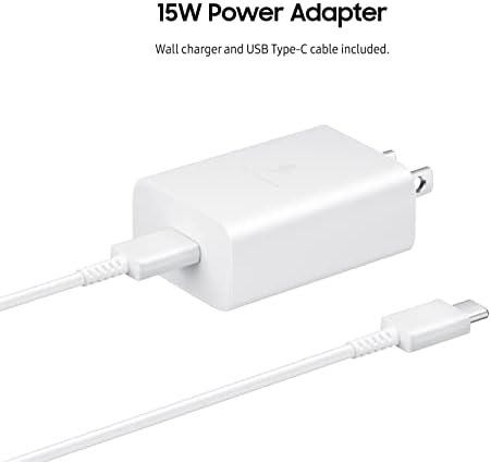 Стенно зарядно устройство SAMSUNG мощност 15 W Type C (кабел USB-C е включен в комплекта), бяло и монтиране на зарядно устройство с мощност