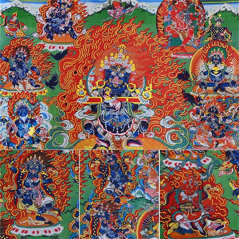 Гандханра Махакала, Божество-Покровител, Тибетски Живопис Тханка, Будистка Брокат Тханка, Гоблен на Буда с Преобръщане