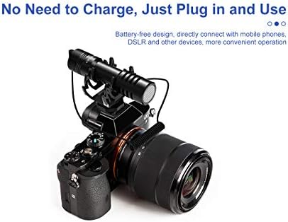 Видеомикрофон за камерата LituFoto с функция за наблюдение на Професионален микрофон-пушка за смартфони Canon, Nikon, Sony DSLR, видеомикрофон