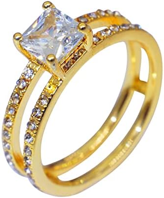 2023 Ново Женски Пръстен с диамант, Годежни Пръстени, Ефектни Пръстени за Всички жени, Успокояващи ленти от безпокойство (Злато, 10)