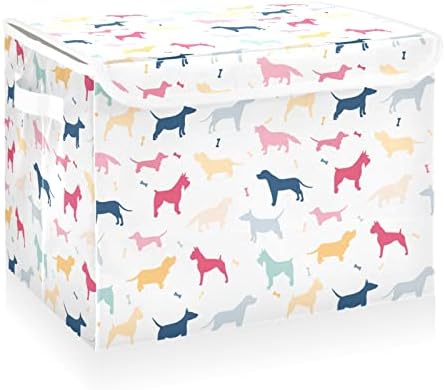 CaTaKu Цветни Кутии За Съхранение на Кучета с Капаци Текстилен Голям Контейнер За Съхранение Кубическая Кошница с Дръжка и Декоративни Кутии За Съхранение за Организ