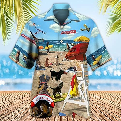 Летни Ризи за Мъже 2023, Риза с 3D Принтом, Тропическа Пясъчна Ежедневни Риза Aloha Копчета с Къси ръкави, Обикновена