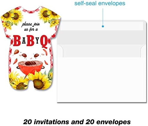 БАРБЕКЮ на Слънчогледа Покана за детски душ с Конвертами Комплект от 20 Покани за парти под формата на лятна детска душа Baby Q