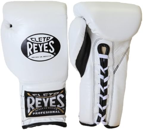 Спортни Боксови ръкавици Клето Рейес с традиционната шнур - 14 грама - Бял