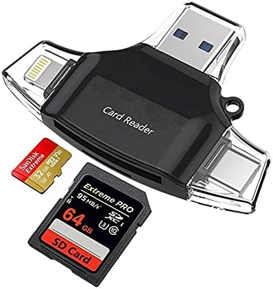 Смарт притурка на BoxWave, който е съвместим с Sennheiser CX Plus SE True Wireless (смарт притурка от BoxWave) - Устройство за четене на SD карти AllReader, четец за карти microSD, SD, Compact USB - Черно jet bla