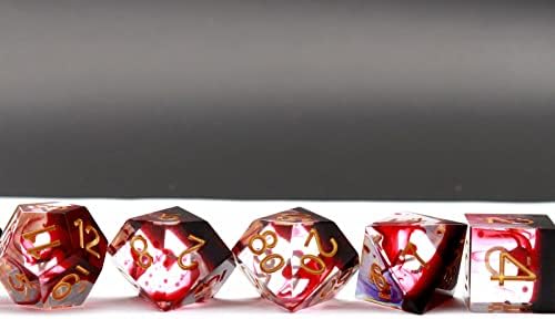 Комплект Кубчета Haxtec Sharp Edge DND с Червени Кръв Swirls, Кубчета от Смола D&D, за да RPG-Ролеви Игри, Подарък Подземия и Дракони