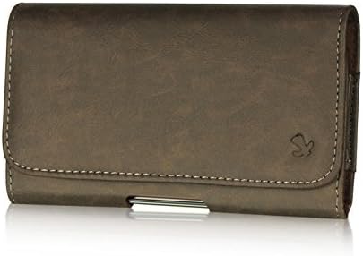 AIScell Кафява чанта за носене iPhone SE (2022) и (2020) Хоризонтален Калъф от изкуствена велур с линия за колан [Идеален за ултра-тънък