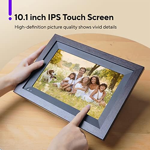 Дигитална рамка за снимки, 10.1-инчов Сензорен екран AKIYO WiFi Digital Picture Frame HD 16 GB памет, поддръжка на 1080P, за родителите / семейството / приятели, споделяне на снимки и видео