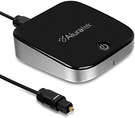 Оптично аудиоприемник и предавател Aluratek Bluetooth с поддръжка на двоен стрийминг, предава на разстояние до 33 фута, до 15 часа при пълно зареждане
