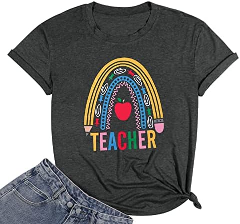 Ризи за учители за Жени, Сладък Тениски с Розови Модел, Вдъхновен Тениска Живота на учителя, всеки ден Подарък Блузи С Къс Ръкав