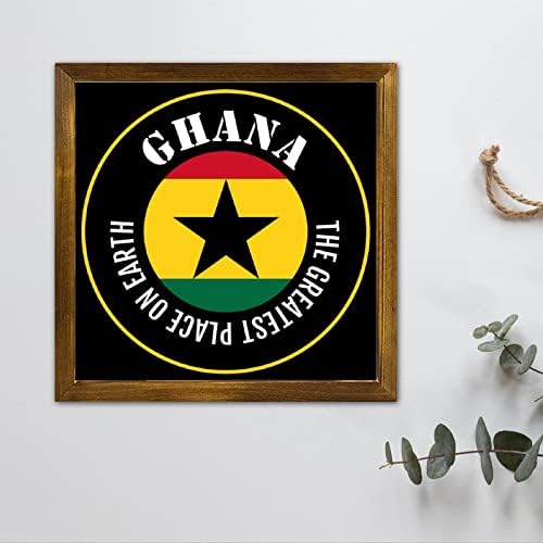 luckluccy Дървена Табела с Флага на Гана, Дървена Подвесная Табела В Рамка, е най-Голямото Място на Земята, Декоративно Домашно Стенно